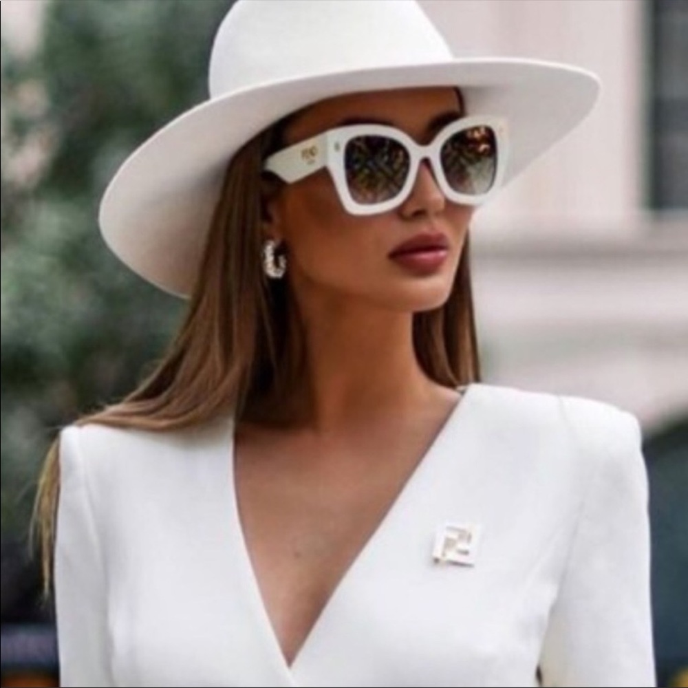 Fendi White Cat Eye Logo Sunglasses